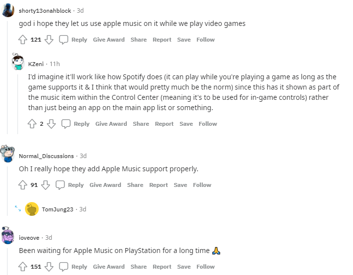 reddit ps5 apple music