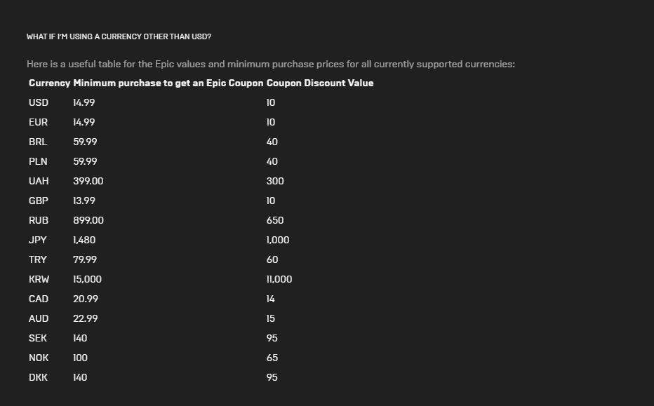 epic games store coupon