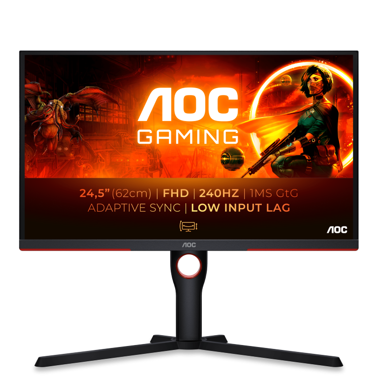 AOC GAMING 25G3ZM/BK are diagonala de 24,5" si refresh rate de 240 Hz